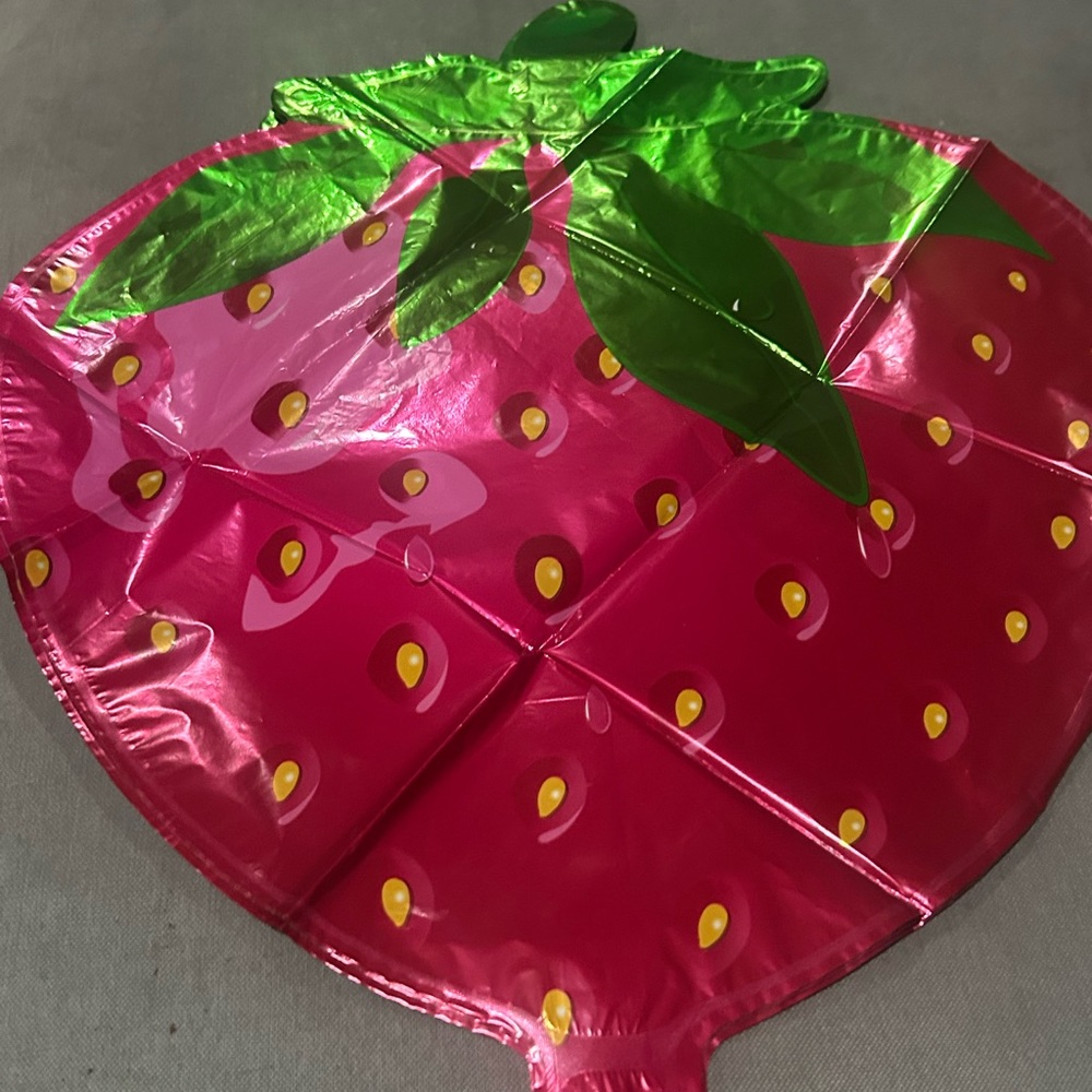 Strawberry Shaped Party Balloon - Pink and Green